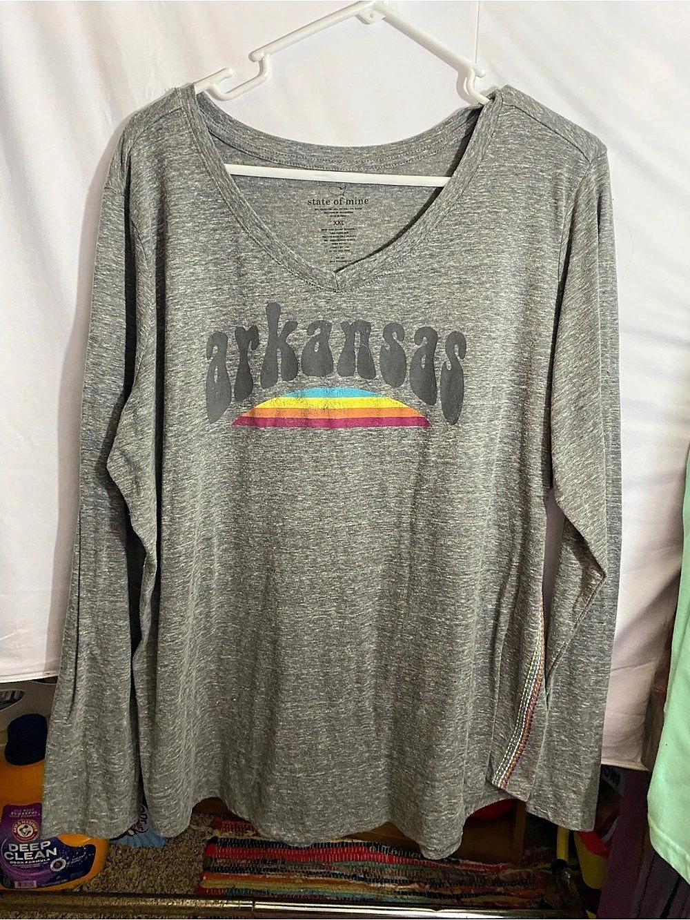 state of mine Long Sleeve Graphic Tee Gray Size XXL Like New
